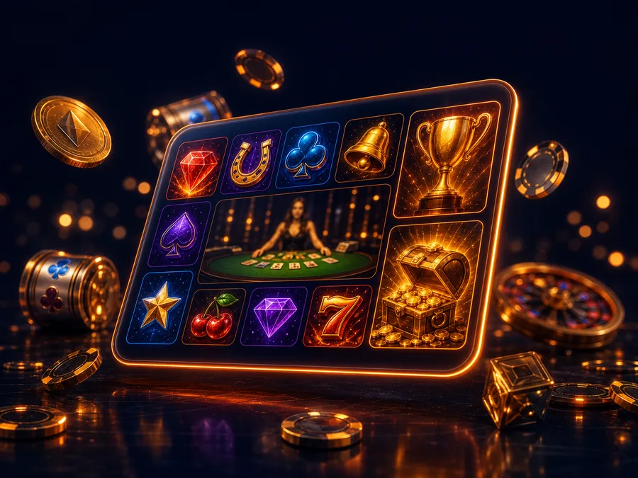 Lobby de jeux de casino en ligne avec machines à sous